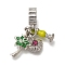 Rack Plating Alloy Rhinestone European Dangle Charms, Coconut Tree & Shell Shape & Drink Large Hole Charms, Enamel Style, Antique Silver & Platinum, 26mm, Hole: 5mm