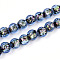 Handmade Foil Glass Beads Strands, Round, Prussian Blue, 8~8.5mm, Hole: 1.5~1.6mm, about 60pcs/strand, 18.11~18.50 inch(46~47cm)