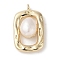 Brass Pendants with Oval Freshwater Pearl, Rectangle Charms, Real 18K Gold Plated, 19.5x12x6mm, Hole: 1.3mm