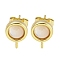 Brass with Sea Shell Stud Earring, Flat Round, Cadmium Free & Nickel Free & Lead Free, Real 18K Gold Plated, 11x8mm, Pin: 0.8mm