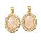 Brass Micro Pave Cubic Zirconia Pendants, Oval, with Shell, Cadmium Free & Lead Free, Rack Plating, Long-Lasting Plated, Real 18K Gold Plated, 24x16x2mm, Hole: 3.5x4.5mm