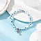 Cross 304 Stainless Steel Charm Bracelets, Handmade Evil Eye Lampwork Beaded Stretch Bracelets for Men Women, Stainless Steel Color, White, Inner Diameter: 2-1/4 inch(5.85cm)