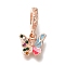 Rack Plating Alloy Rhinestone European Dangle Charms, Butterfly Large Hole Charms with Colorful Enamel, Rose Gold, 23mm, Hole: 6mm