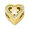 Rack Plating Brass Micro Pave Cubic Zirconia Beads with Enamel, Long-Lasting Plated, Cadmium Free & Lead Free, Heart with Paw, Real 18K Gold Plated, 11x12x8.5mm, Hole: 5mm