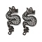 Brass Micro Pave Cubic Zirconia Links connectors, Dragon, Clear, Gunmetal, 33x15.5x3mm, Hole: 1.6mm