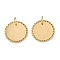 304 Stainless Steel Pendants, with Jump Ring, Flat Round Charm, Real 14K Gold Plated, 16x1.4mm, Hole: 3.8mm