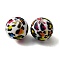 Silicone Beads, Round with Leopard Print Pattern, Colorful, 15x15mm, Hole: 2mm