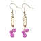 Imitation Jade Glass Dangle Earrings, with 304 Stainless Steel Earring Hooks, Orchid, 53mm