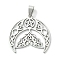 Non-Tarnish 201 Stainless Steel Pendants, Crescent Moon with Bat Charm, Stainless Steel Color, 33.5x34.5x1.5mm, Hole: 8x4mm