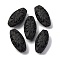 Cinnabar Beads, Carved Lacquerware, Oval with Flower, Black, 31.5x16x11mm, Hole: 1.8mm