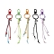 5Pcs Korean Waxed Polyester Cord & 201 Stainless Steel Clover Pendant Decorations, Spray Painted Alloy Swivel Snap Hook Clasps for Bag Ornaments, Mixed Color, 190~196mm