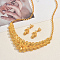 Middle Eastern Bride Brass Flower Necklace & Stud Earrings Sets for Women, Golden, Necklaces: 18.11 inch(46cm)