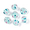 Handmade Lampwork Beads, Bead in Bead, Bumpy Rondelle with Teardrop Pattern, Light Cyan, 13~14x9~10mm, Hole: 1.2~1.8mm