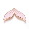 Alloy Pendants, with Enamel, Whale Fishtail Shaped, Light Gold, Pearl Pink, 18x27x2.5mm, Hole: 1mm