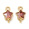 Brass Pave Cubic Zirconia Star Connector Charms, Golden, Rack Plating, Cadmium Free & Lead Free, Long-Lasting Plated, FireBrick, 11x6x3mm, Hole: 1.5mm and 1.6mm