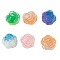 Translucent Resin Decoden Cabochons, Flower with Glitter Powder, Mixed Color, 20x20x10mm
