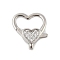 Brass Micro Pave Clear Cubic Zirconia Lobster Claw Clasps, Rack Plating, Long-Lasting Plated, Cadmium Free & Lead Free, Heart, Platinum, 15.5x13.5x4.5mm, Hole: 1.5mm