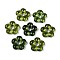Handmade Lampwork Beads, Large Hole Beads, Flower, Dark Olive Green, 23~24x24~25x7~7.5mm, Hole: 4.5~6mm