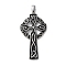 304 Stainless Steel Enamel Pendants, Cross with Trinity Knot Charm, Stainless Steel Color, 64x30x5mm, Hole: 6.8x3.7mm
