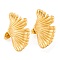 Ion Plating(IP) 304 Stainless Steel Stud Earrings for Women, Golden, Leaf, 17x29mm