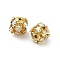 7mm Brass Crystal AB Rhinestone Beads, Round, for Jewelry Projects, Golden, 7x7.5mm, Hole: 1mm