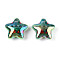 Christmas UV Plating Printed Opaque Acrylic Beads, Star, Sea Green, 20x22x10.5mm, Hole: 2.8mm