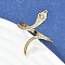 Brass Micro Pave Clear Cubic Zirconia Cuff Rings, Open Rings, Long-Lasting Plated, Snake, Real 18K Gold Plated, 2.5mm, Inner Diameter: 18mm