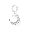 Brass Micro Pave Clear Cubic Zirconia Crescent Moon European Dangle Charms, Large Hole Pendants, 925 Sterling Silver Plated, 22mm, Hole: 5mm