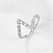 925 Sterling Silver Pave Cubic Zirconia Finger Rings, Silver, Inner Diameter: 15.5mm