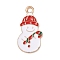 Christmas Alloy Enamel Pendants, Light Gold, Snowman, 24x13x1mm, Hole: 2mm
