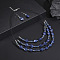 Alloy & Resin Rhombus Beaded Multilayer Necklace & Dangle Earring Sets, Platinum, Dark Blue, 440mm