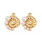 Brass Micro Pave Cubic Zirconia Pendants, Shell Shape Charms, with ABS Imitation Pearls and Loops, Long-Lasting Plated, Nickel Free, Real 18K Gold Plated, 15x12x5mm, Hole: 1.4mm