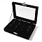 PH PandaHall Velvet 12 Grid Jewelry Box Jewelry Organizer Tray with Lock Wood Jewelry Tray with Clear Lid Jewelry Storage Box for Women Rings Earrings Necklaces Bracelets 8x6x1.7 inch /20x15x4cm