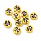 Transparent Glass Enamel Beads, Hand Drawn Beads, Donut, Gold, 15x9mm, Hole: 1.2mm