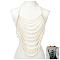 Plastic Imitation Pearl Round Beaded Shoulder Chains, White, Platinum, 400x350mm