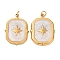 304 Stainless Steel Enamel Pendants, Rectangle with Star Charm, with Jump Ring, Ion Plating(IP), Real 18K Gold Plated, White, 22x16x2mm, Hole: 2.5mm