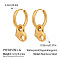 Stainless Steel Heart Hoop Earrings, Real 18K Gold Plated, 23x9.3mm