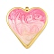 Ion Plating(IP) 304 Stainless Steel Pendants, with Enamel, Real 18K Gold Plated, Heart Charm, Hot Pink, 31x29x3.5mm, Hole: 2mm