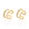 Two-layer C-Shaped Brass Cuff Earrings, Real 18K Gold Plated, 12x11.5x7mm