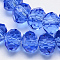 Handmade Glass Beads, Faceted Rondelle, Medium Blue, 12x8mm, Hole: 1mm, about 68~70pcs/strand, 58~59cm