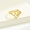 Brass Alphabet Adjustable Rings for Women, with Heart, Letter N, 17mm, US Size 6 1/4(16.7mm)