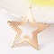 Star Iron Big Pendants, Etched Metal Embellishments, Light Gold, 52x49.5x0.6mm, Hole: 1mm