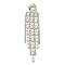 Brass Rhinestone Pendants, Cadmium Free & Lead Free, Silver, 94x20.5x8.5mm, Hole: 2.5mm