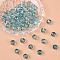 Baking Painted Glass Beads Strands, Round, for Beading Jewelry Making, with Glitter Powder, Dark Sea Green, 8mm, Hole: 1mm