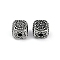 304 Stainless Steel Beads, Cube with Flower Pattern, Antique Silver, 6x7x7mm, Hole: 1.8mm
