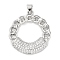 Rack Plating Brass Micro Pave Cubic Zirconia Pendants, with Link Chain Shape, Round, Stainless Steel Color, 28x25x3.5mm, Hole: 3.5x5mm