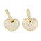 Brass Micro Pave Clear Cubic Zirconia Hoop Earrings for Women, Heart, Real 18K Gold Plated, 23x16mm