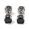 316 Surgical Stainless Steel Pave Black Cubic Zirconia Ear False Plugs for Women Men, Antique Silver, 7x7mm