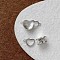 Brass Interlocking Clasps, Heart, Platinum, 22x9.5x5.5mm, Hole: 1.2mm