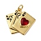Brass Micro Pave Cubic Zirconia Pendants, Playing Cards, with Jump Ring, Long-Lasting Plated, Cadmium Free & Lead Free, Rack Plating, Real 18K Gold Plated, 22x23.5x4.5mm, Hole: 3mm